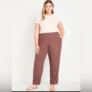 Old Navy High Rise Linen Blend Straight Pants